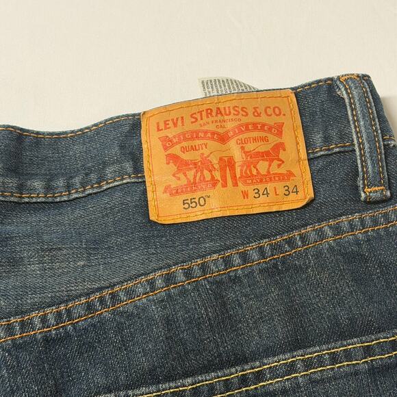 Levi's 550 Jeans Mens 34x34 Blue Relaxed Fit Dark Wash Denim - Picture 5 of 16